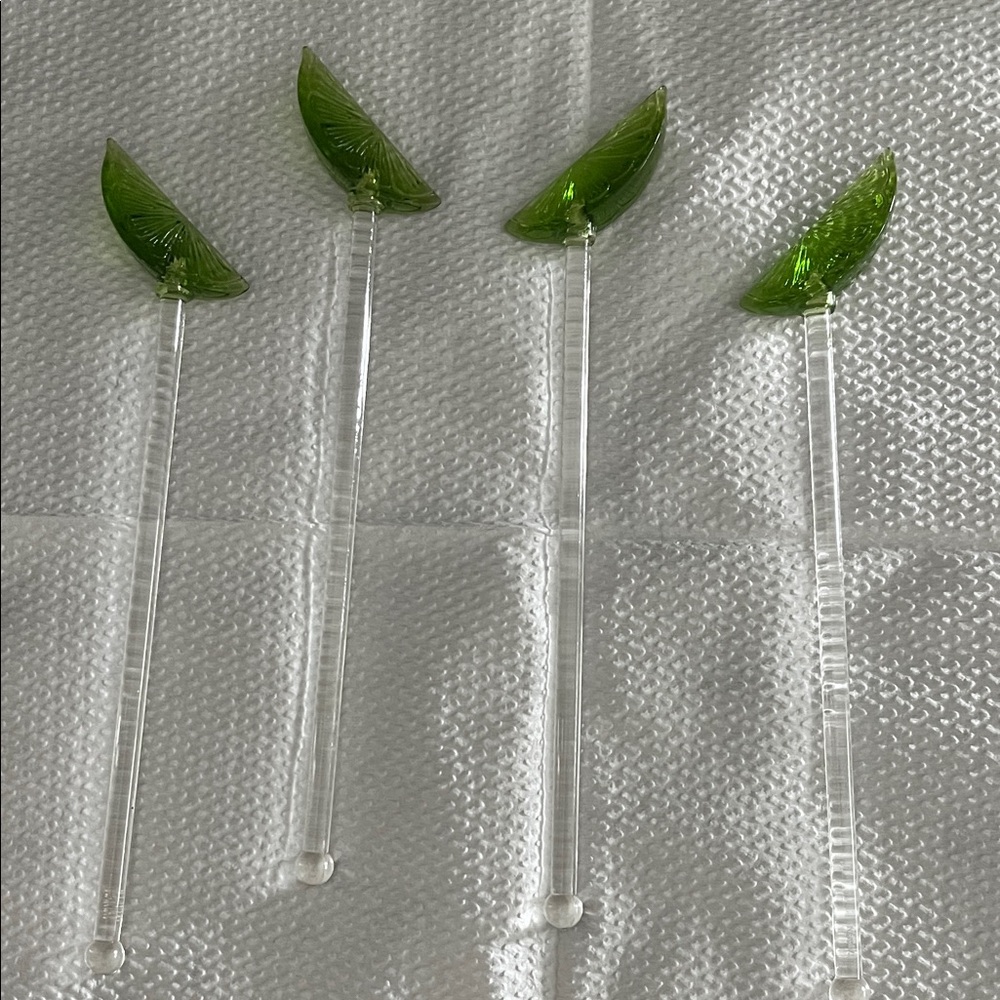 Lime Glass Stir Sticks